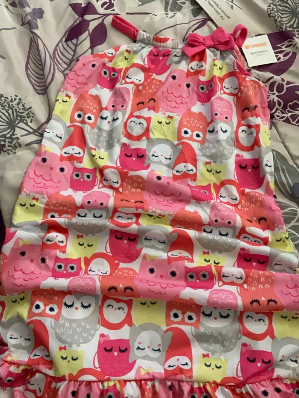Gymboree Pink Coral & Yellow Owl Print Sundress with Bow